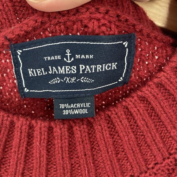 Kiel James Patrick Womens Red Sweater Dress Sz XL Cable Knit Pullover Wool Blend - Picture 9 of 16